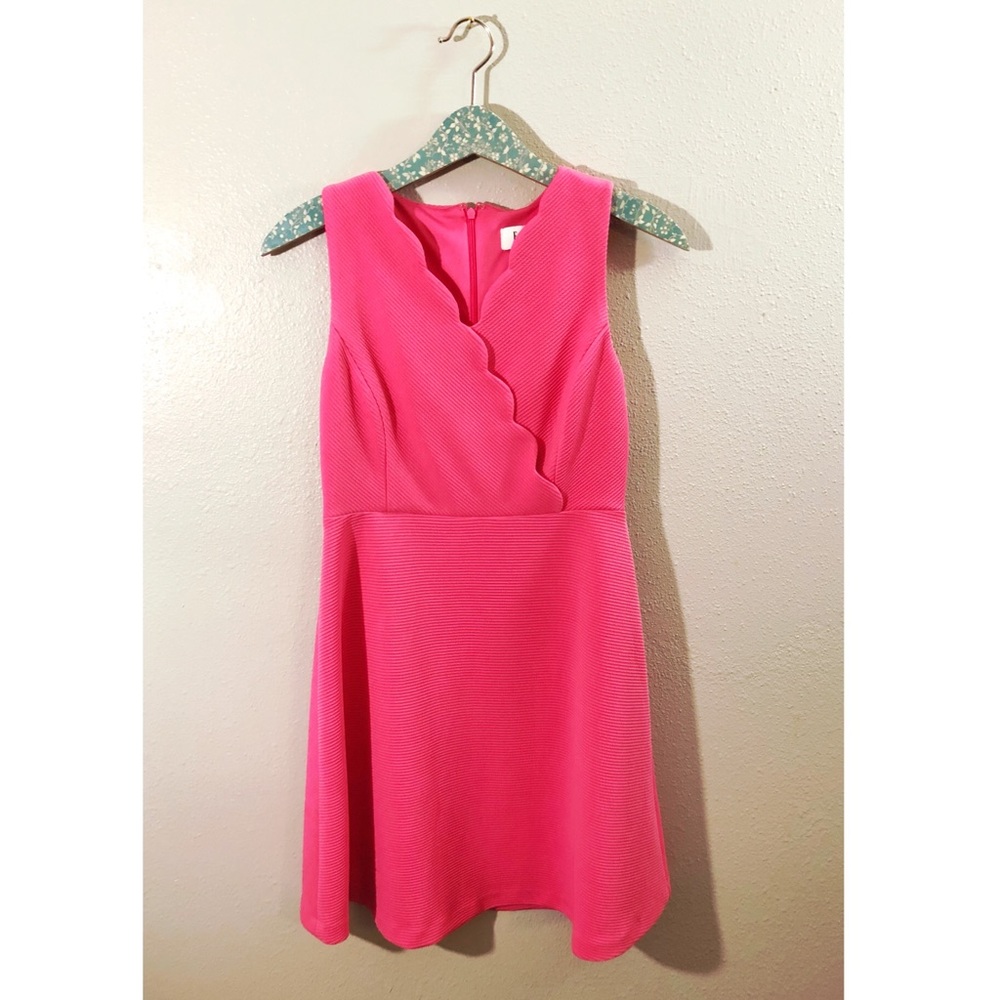 [elle] pink scalloped career dress